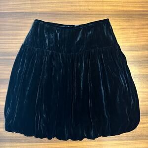 Sak's Fifth Avenue Black Velvet Silk Blend Bubble Skirt, Dark Academia, size 12